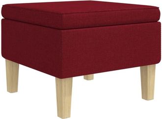 vidaXL Taburete con patas de madera tapizado tela rojo tinto Vidaxl