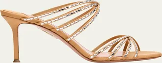 Aquazzura Tell Me Crystal 75mm Grosgrain Sandals