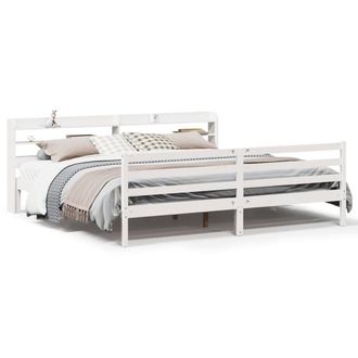 Berkfield Home Bed Frame with Headboard without Mattress White 200x200 cm