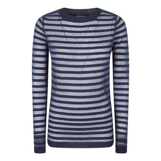 Fabiana Filippi Boot-neck Trui - Dames - Ronde hals truien - Blauw - M - Katoen - Truien & Vesten