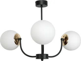 OEM L&aacute;mpara De Techo Colgante Negra Con Pantalla De Cristal Blanco 15-142 Esti Lab