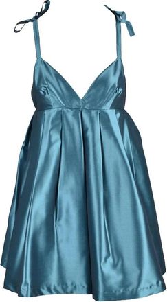 Feminista Blue Satin Polyester Mini Dress