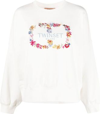 Twin-Set logo-embroidered sweatshirt - women - Cotton/Polyester - L - White