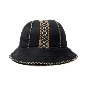 UGG Accessories, female, Black, S/M, Embroidered Sheepskin Bucket Hat Black