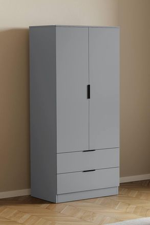 Home Discount Vida Designs Trega 2 Door 2 Drawer Wardrobe Clothes Hanging Rail MDF in Grey
