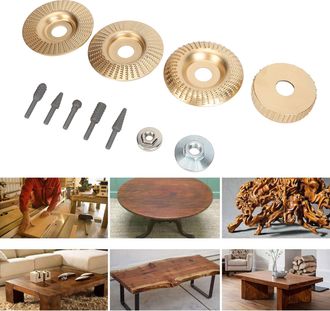 Infinite Juego De Discos Para Tallado De Madera - Juego De Discos Rotativos Para Amoladoras Angulares - 4 Discos + 5 Placas De Corte - Compatible Con 100-115 M
