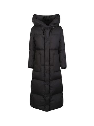 Add Hooded Long Puffer Coat With Quilted Construction