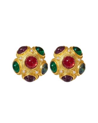 Liv Oliver 18K Plated 3.25 Ct. Tw. Semi Precious Gemstones Earrings