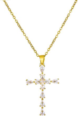 Generic Chain Necklace Women Gold Silver Plated Necklace With Cubic Zirconia For Women Pendant Gold Necklaces For Women Simple Choker (Gold, One Size)