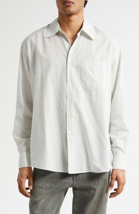 Our Legacy Above Stripe Cotton Blend Button-Up Shirt in Index Stripe Coolthread Cloth at Nordstrom, Size 42 Us