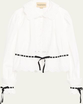 Valentino Garavani Eyelet-Embroidered Poplin Shirt