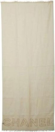Chanel Pre-owned Scarves, female, Beige, Size: ONE SIZE Pre-owned Vintage Cashmere Scarf
