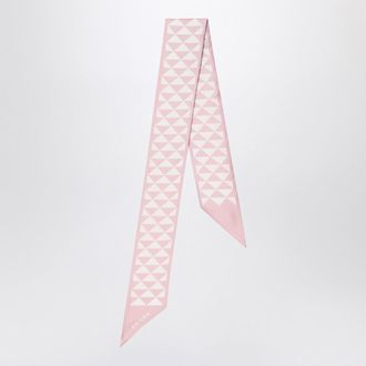 Prada Foulard in seta jacquard rosa/bianco