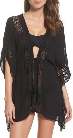 Elan Crochet Cover-Up Tunic in Black at Nordstrom Rack, Size Medium