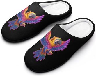 Generic Tie Dye Parrot Mens Slippers Comfortable And Non-slip Cotton Slipper Shoe for House