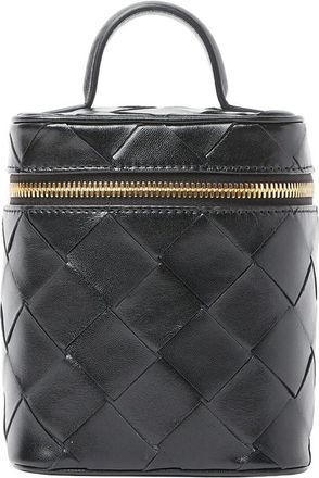 Bottega Veneta Leren Vanity Case met Intrecciato Weefsel - Dames - Handtassen - Zwart - ONE Size - Leer - Tassen