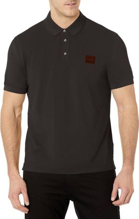 HUGO BOSS Mens Short Sleeved Polo Shirt With Square Logo In Black