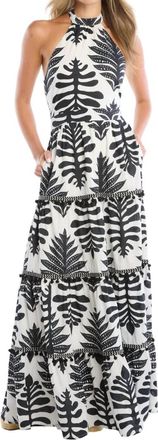 Allison New York Miley Halter Dress In Black Palm