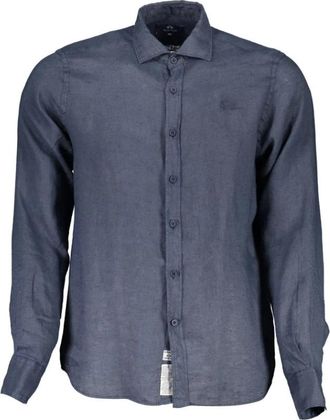 La Martina Linnen Overhemd - Heren - Casual Overhemden - Blauw - XL - Linnen - Overhemden