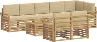 vidaXL Conjunto De Sof&aacute;s De Exterior 9 Uds. Y Beige Poli&eacute;ster Vidaxl