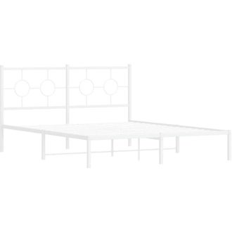 vidaXL Estructura Cama Sin Colch&oacute;n Con Cabecero Metal Blanco 160x200cm Vidaxl