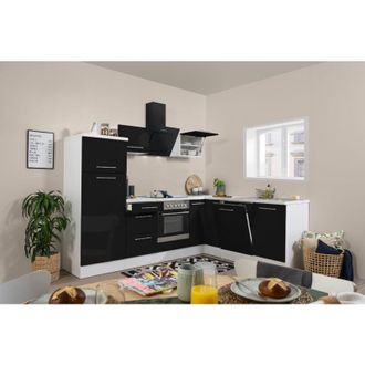 Respekta Cucina Angolo cottura Cucina ad angolo Bianco Nero Amanda 260 x 200 cm Respekta Premium