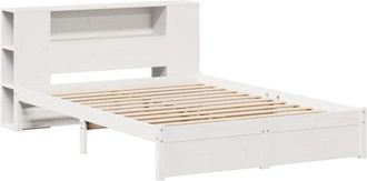 vidaXL Bookcase Bed without Mattress White 150x200cm King Size Solid Wood Pine Vidaxl