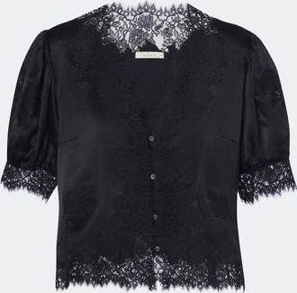 D&ocirc;en D&ocirc;en Idella lace-trimmed silk satin top