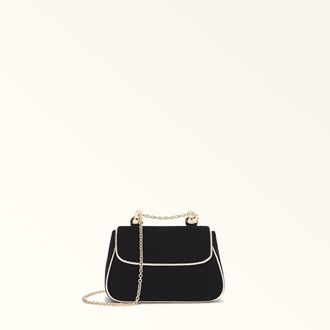 Furla Heather Borsa Mini L Toni Nero Nero Velluto + Metallo Bordatura Donna
