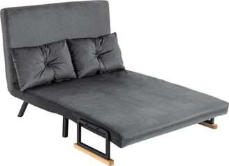 HOMCOM Divano Letto Matrimoniale Vellutato Con Schienale Regolabile Grigio Scuro - Homcom