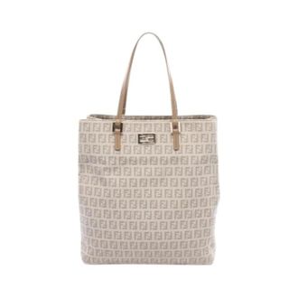 Fendi Pre-owned Tote Bags, female, Beige, Size: ONE SIZE Pre-owned Vintage Canvas Tote Bag