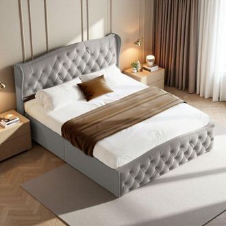 OEM Cama Doble 140x200 - Cofre Hidr&aacute;ulico - Mecanismo Silencioso - Almacenamiento Integrado - Tejido Impermeable