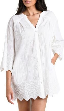 La Blanca Crinkle Collective Cover-Up Minidress in White at Nordstrom, Size X-Small