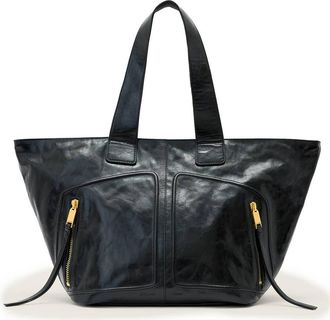 AllSaints Jean Rey Leather Tote in Black at Nordstrom