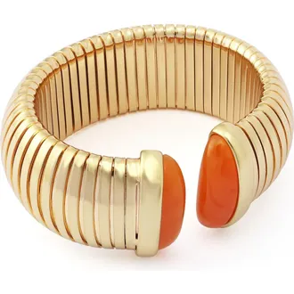 Kurt Geiger Large Metal Stretch Cuff Bracelet in Gold at Nordstrom