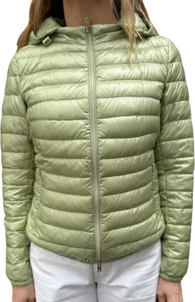 Herno Giada Fitted Zip Hoodi Jacket In Light Green
