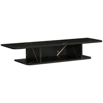 HOMCOM Wall Mounted TV Stand Entertainment Unit with Storage Shelf - Black | TJ Hughes