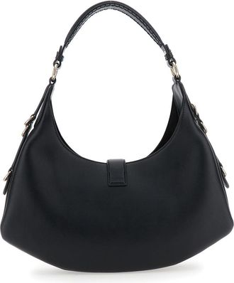 Ganni Womens Shoulder Bag Kat Small Black Leather