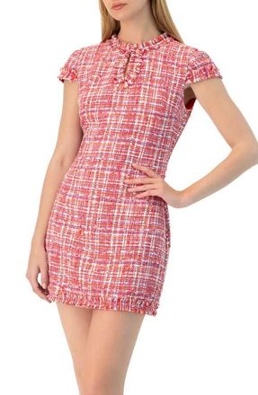 Ivonne Short Tweed A-Line Dress with V-Neck Neckline in Orange at Nordstrom, Size 12