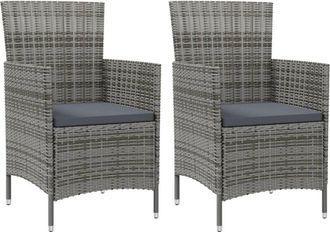 vidaXL Vidaxl - Sillas de jardín 2 unidades con cojines ratán sintético gris