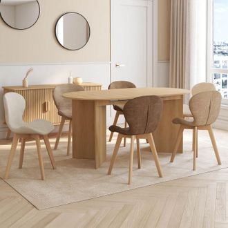IDMarket Lote De 6 Sillas Robine En Tejido De Chenilla Mezcla De Colores Topo X2, Beige X2, Marr&oacute;n X2