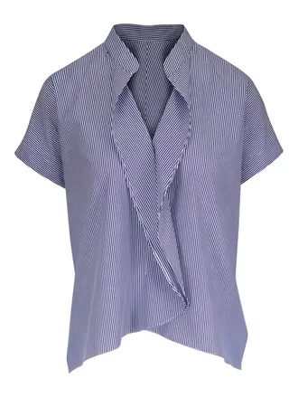 Zero + Maria Cornejo Gestreepte blouse met kraag - Blauw