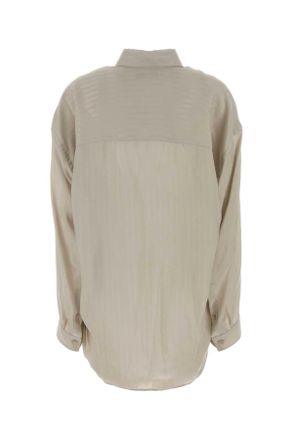Balenciaga Womens Sand Cupro Oversize Shirt Cream T Camicie