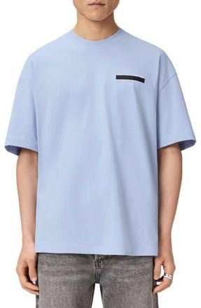 AllSaints Redact Mock Neck Graphic T-Shirt in Villa Blue at Nordstrom, Size Xx-Large