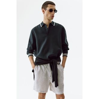 H&M Relaxed Fit Linen-blend Shorts in White/striped at Nordstrom, Size Xx-Large