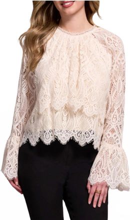 Tribal Tiered Blouse With Lined Body In Moonstone