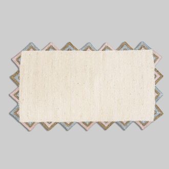 Maisons du monde Alfombra de yute blanco con detalles de algod&oacute;n, 90x150 cm