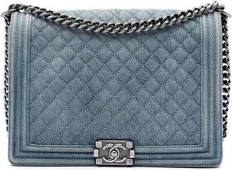 Chanel Pre-owned Boy Flap Shoulder Bag - Dames - Vintage Schoudertas - Blauw - ONE Size - Leer - Vintage
