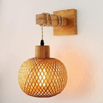 OEM L&aacute;mpara De Pared Vintage Para Interiores, L&aacute;mpara De Pared De Madera Y Metal, L&aacute;mpara Retro Tipo Jaula E27 Con Pantalla De Rat&aacute;n Para Sala Estar