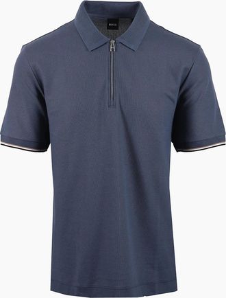 HUGO BOSS Mens Boss Black BOSS C-PEI 04 POLO SHIRT OPEN BLUE - Navy - Size: 44